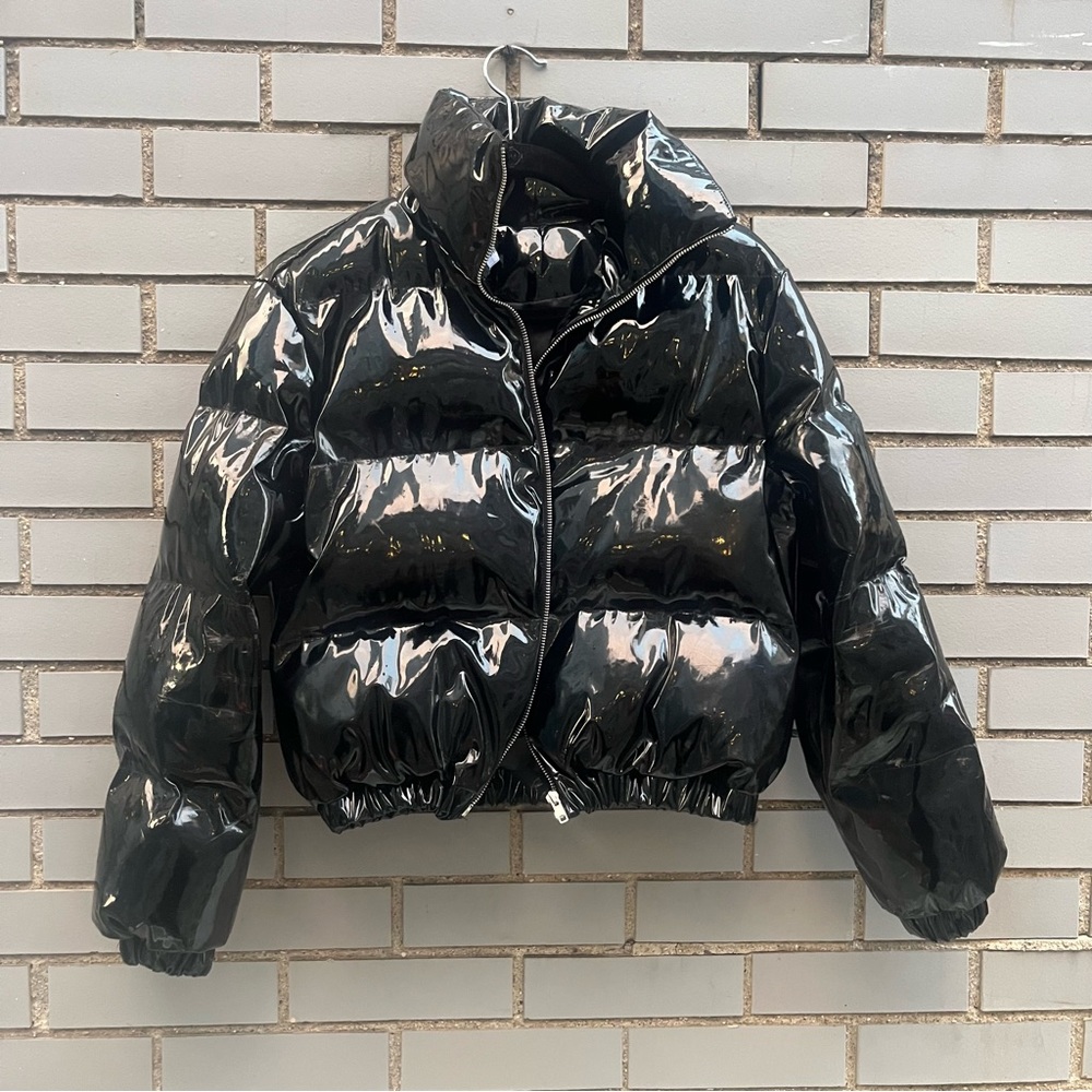 Patent Puffer Jacket - PrettyLittleThing